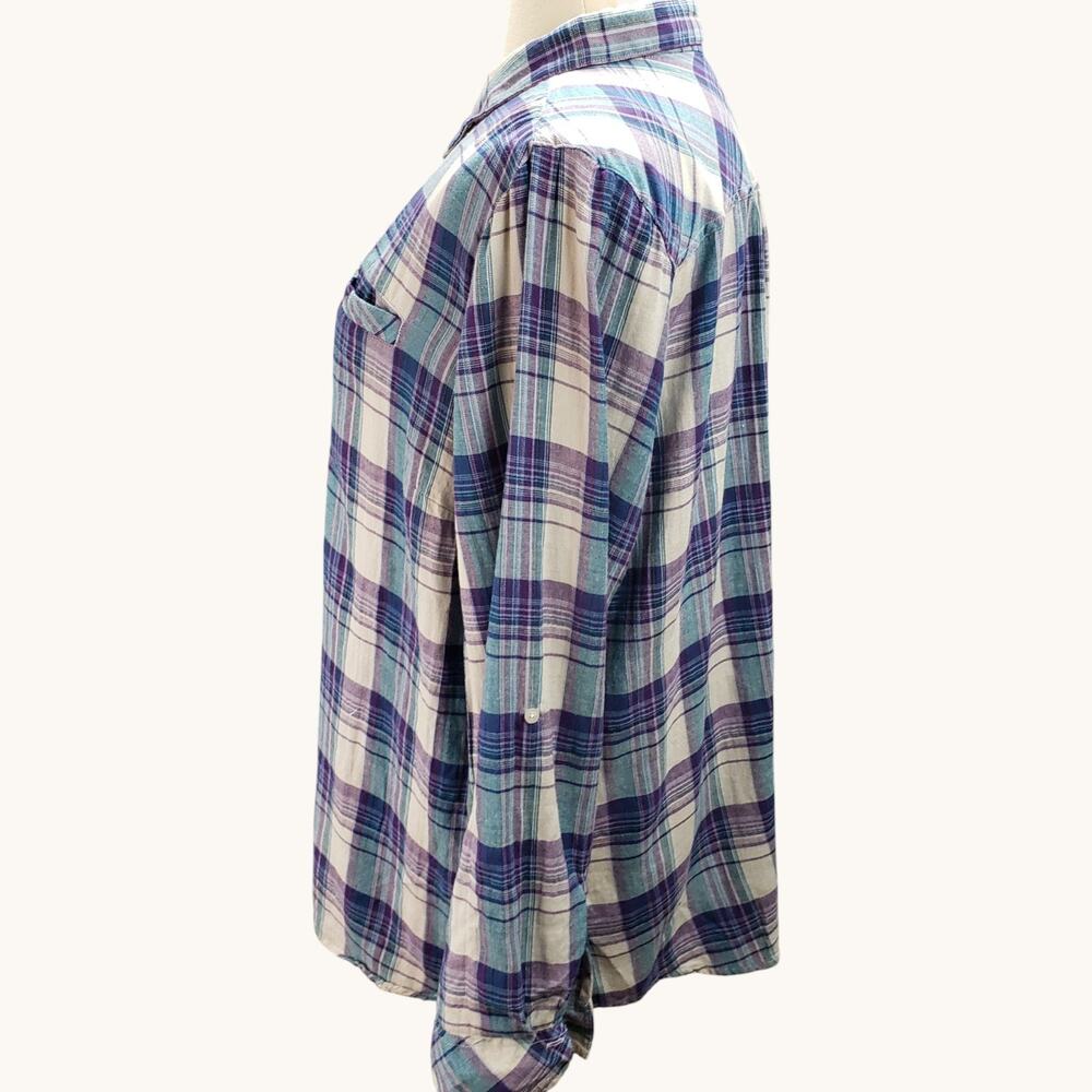 Relativity Plaid Shirt Womens SZ 3X NWT Long Sleeve Button Down Top Lightweight - Picture 4 of 15